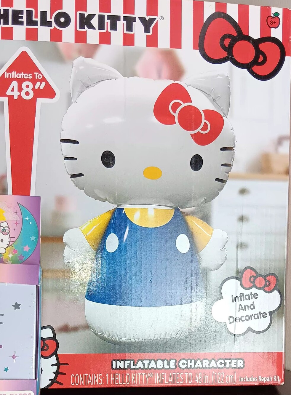 Hello Kitty Inflatable Figure with Red Bow & Blue Dress Cards Included. - Picture 4 of 5